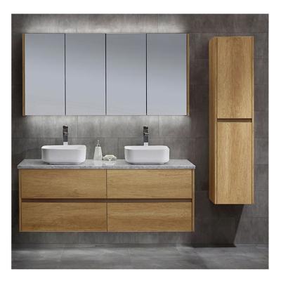 China New Ojans Modern Environmental Modern Design Marble Bathroom Mirror Cabinet Vanity Set Top With Double Sink for sale