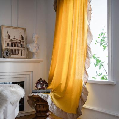 China Hot Selling Yellow Curtain Insulated Color American Style Good Quality Cotton Drapes For Living Room for sale