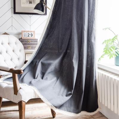 China Insulated American Curtain Gray Plain Lace Curtain in Good Prices Style for Living Room for sale