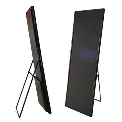 China Indoor advertising hd p2 full color mobile video led poster display self standing screen for sale