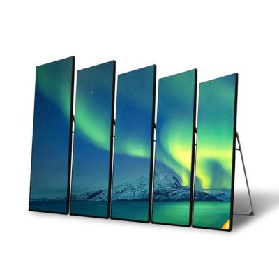 China 800 Indoor Ultra Thin Indoor Full Color Portable Advertising Stand 1200cd P2.5 Advertising Led Video Digital Poster Display 640*1920mm 1/32 Scan for sale