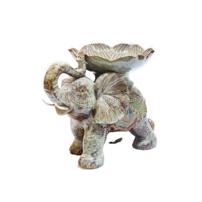 China Hot Sale OEM Elephant Statues Figurine Shape Candy Ceramic Fruit Dish for sale