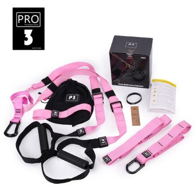 China P3 Gym Fitness Gathering Rope Pink Suspension Trainer Comfortable Home Fitness Band Straps Training Band Set for sale