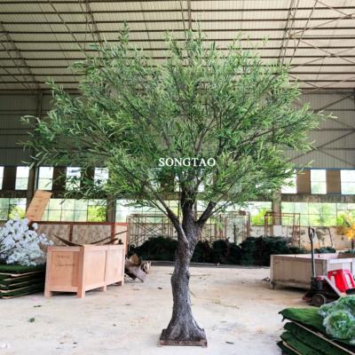 China 2021 Large Fiberglass Rustic Plastic Fake Trunk Chinese Follaje Olive Artificial Tree for sale