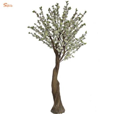 China Environmental Friendly Decorative Artificial White Peach Blossom Flower Tree For Office Museum Restaurant for sale