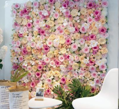 China Wedding backdrop panel layout for decoration rose Rose And Hydrangea Artificial Silk flower wall for sale