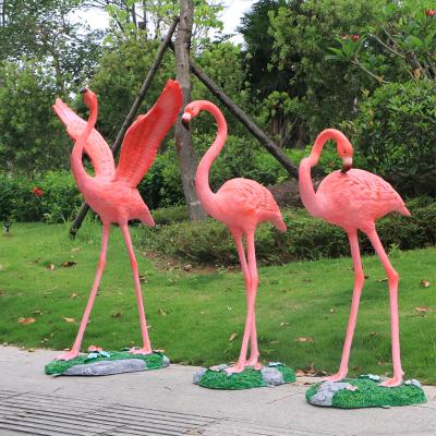 China Industrial High Quality Fiberglass Flamingo Ornament Statue Fake Bird Factory Price Animal Garden Sculpture for sale