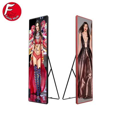 China Fulida P2.5 Led Display Indoor Floor Standing HD Video Advertising Portable Slim Aluminum Digital Poster Led Display for sale