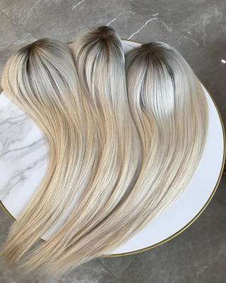 China Straight Wholesale Vendor Top Quality Virgin European Human Hair Toupee Ombre Blonde Mono Topper For Women for sale