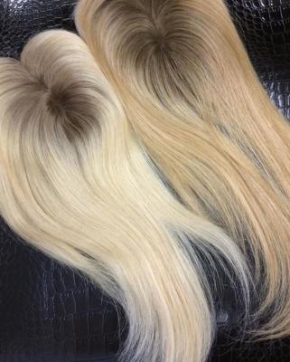 China Straight In Stock Virgin Human Hair Touppe High Quality Ombre Color Dark Hair Root Hand Tied Mono Topper For Woman for sale