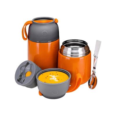 China Amazon Hot Selling PORTABLE Stainless Steel Vacuum Food Jar Soup Thermal Flask With Spoon for sale