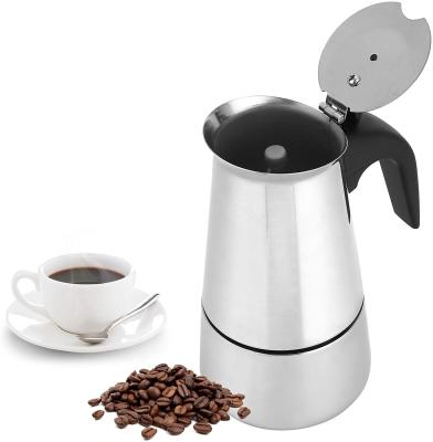 China WITH LID 2022 New Portable Best-selling Stainless Steel Style Coffee Mocha Pot With Anti-scalding Plastic Handle for sale