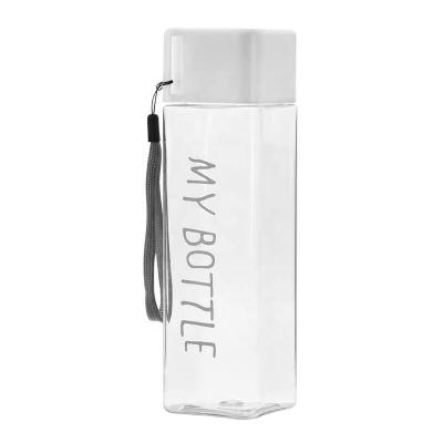 China Sustainable Factory Sell Custom Square Mouth Logo BPA Free Plastic Water Bottle for sale