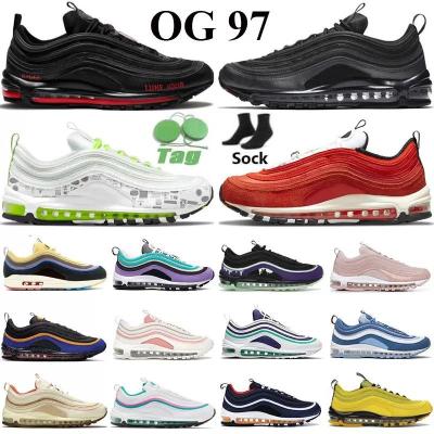 China Gym Halloween Red Wolf Gray Bred Worldwide Sean Wotherspoon OG 97s Satan Black Bullet Unde Of Vintage Brand Logo Main 97 Mens Running Shoes for sale