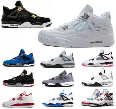 China Vintage varsity jumpman 4 blue mens 4s basketball shoes white oreo black cat shimmer cactus jack mens womens metallic purple bred snea for sale