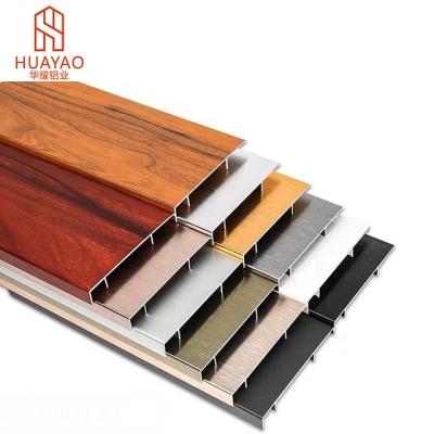 China Customized extruded aluminum design for sound amplifier plinth single high quality durable aluminum skirting board kicking the foot line for sale