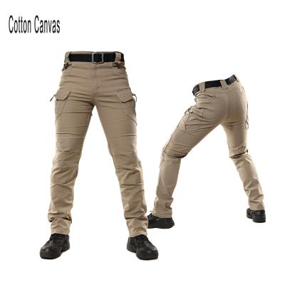 China Anti-pilling Men's Cotton Canvas Elastic Army Fans Combat Pants Trousers Military Tactical Pants Increasing Hunting Worker Cargo Pants for sale