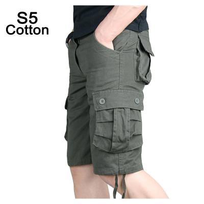 China Anti-Wrinkle Men's Cotton Canvas Shorts Pants Military Tactical Army Fans Combat Increasing Hunting Multi Pockets Safari Cargo Pant Trousers for sale