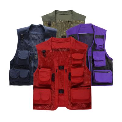 China QUICK DRY Mens Multi Pockets Cargo Vest For Climbing Shooting Photography Hanging Journalist Fishing Vest Angler Waistcoat for sale