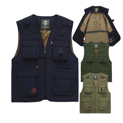 China QUICK DRY Mens Fleece Liner Winter Vest For Climbing Shooting Photography Hanging Journalist Fishing Body Warm Padded Vest Waistcoat for sale