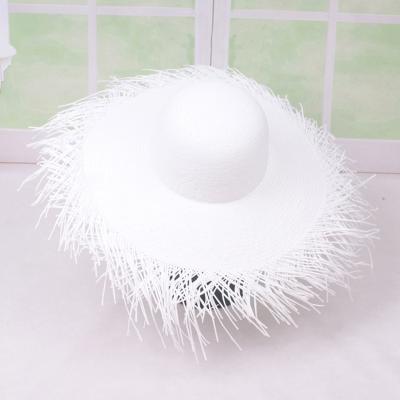 China Women's Natural Extra Large Straw Hat Super Big Floppy Straw Hat Summer Sun Visor Wide Brim Beach Hat for sale