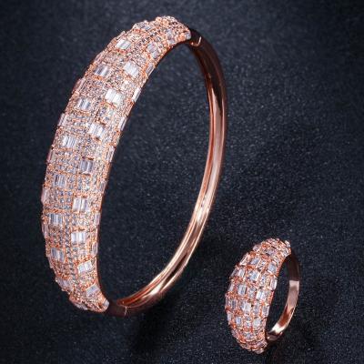 China TRENDY Gold Plated Micro Pave Bracelet and Ring Set for sale