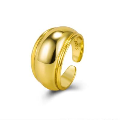 China Chrs Aprl 925 CLASSIC Sterling Silver Gold Plated 18k Open Ring Ready To Ship for sale