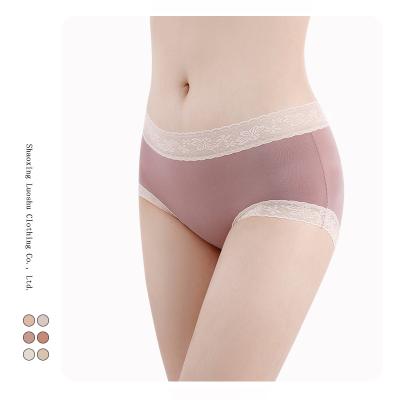 China Antibacterial Custom Women's Mid Waist 95% Cotton Lace Panties 60s Women's Panties Breathable Underwear for sale