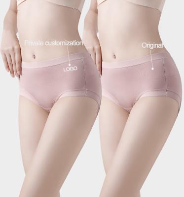 China Lady Antibacterial Private Mid Waist Briefs Logo Customization Underwear 60S Breathable Modal Briefs For Women for sale