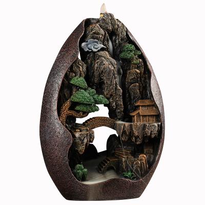 China Wholesale Decoration Mountain Water Backflow Censer Resin Censer Sandalwood Zen Backflow Censer for sale