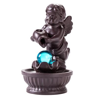 China Chinese Smoke Waterfall Censer Holder Flowing Censer Holder Angel Back Home Decoration Ceramic Incense Censer Holder for sale