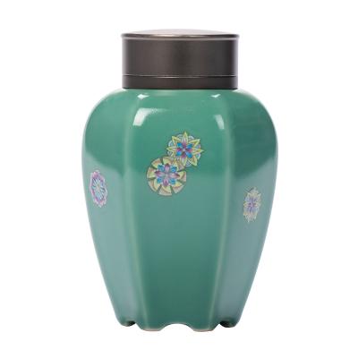 China Moroccan turquoise green tea cart sealed small moisture-proof ceramic pot tea warehouse factory wholesale for sale