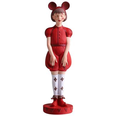 China Nordic Modern Handmade Resin Crafts Shape Girl Ornaments Lady Figurine For Home Table Bunny Girl Resin Art Craft Decor Kids Room Ornaments for sale