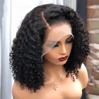 China Mylockme Pixie Cut Kinky Curly Wig Human Hair Bob Short Pixie Cut Lace Curl Bleached Knots Lace Up 13x4 Frontal Pixie Wig With Baby Hair for sale