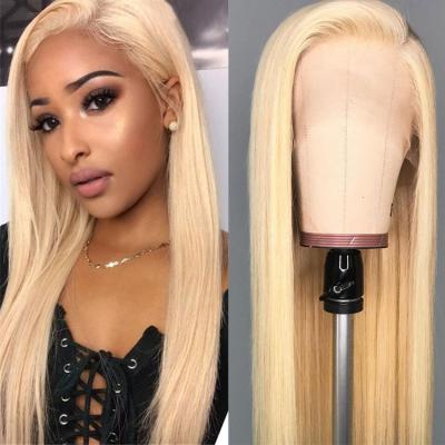 China Body Wave/Straight/Kinkycurly/Loose Wave Good Quality Raw Hair Preplucked Glueless Bone Straight Hair Blonde 40 Inch Full Lace Wig In Light Color 613 Stock Wigs for sale