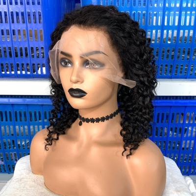 China Curly Curly/Straight/Deep Wave/Loose Wave Ready to Ship 15A Pre Plucked HD To Lace Baby 13X6 360 Curly Short Straight Hair Accent HD Lace Headband Wig With Bang Front for sale