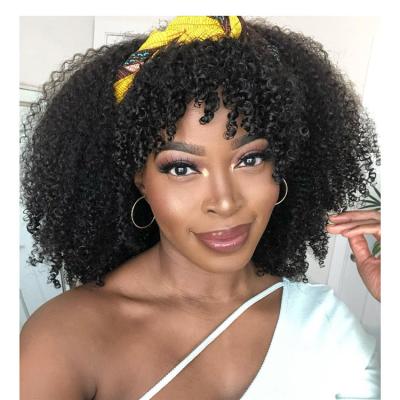 China Body Wave/Straight/Kinkycurly/Hot Selling Curly Virgin Hair Headband Wig Women Loose Wave 4b 4c Hot Afro Mongolian Half Hair Wig With Bangs for sale