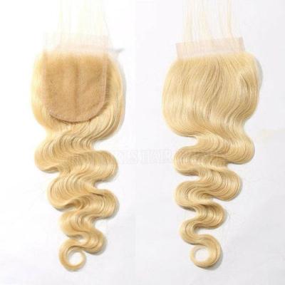 China 100% Remy Human Hair MYLOCKME Dispenser Bleach Indian Weave Raw Virgin Hair Weaving Loose Deep Body Wave 613 Blonde 4X4 Lace Closure for sale