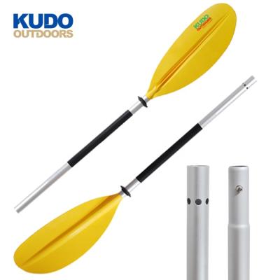 China Two-piece best water sports region hot sale kayak paddle AL shaft+PP blade kayak paddle for sale