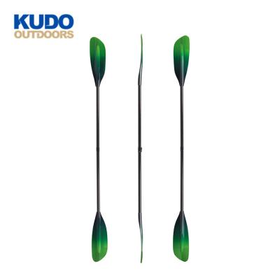 China Kayak KUDO OUTDOOR Custom 2 Pieces Fiberglass Blade Carbon Translucent Shaft Smooth Kayak Paddle for sale