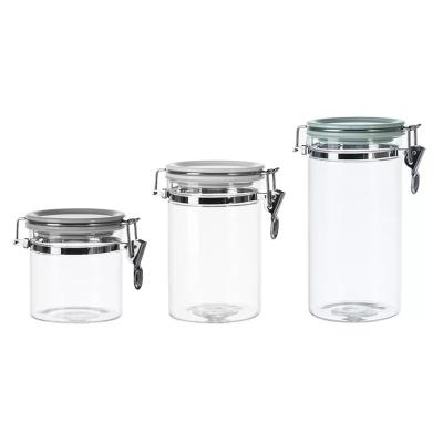 China Hot Selling Viable Round Top Colorful Lid Borosilicate Food Fruit Storage Glass Jar Set With Removable For Kitchen for sale