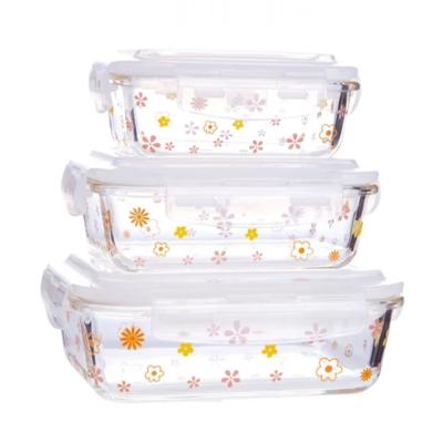 China High Borosilicate Cartoon Glass Bowl Food Container Microwave Heat Resistant Sustainable Sustainable Pattern High Safe for sale