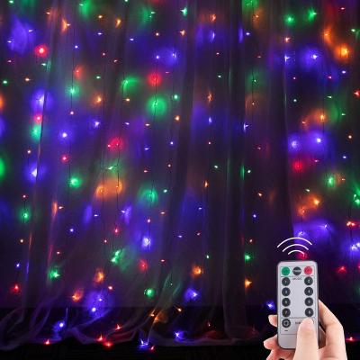 China Lovely 8 Modes Holiday Electric String Lights Christmas Curtain Window String Lights For Bedroom Decorations for sale