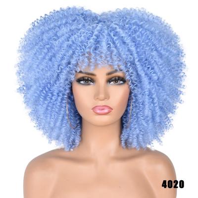 China Wholesale Curly Afro Kinky Curly Wig Heat Resistant Cosplay Hair Fiber Loop Curly None Lace Up Machine Made Synthetic Wig for sale