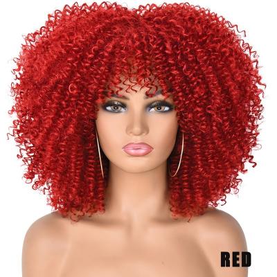 China Ombre Brown Hair Afro Curly Short Curly Synthetic Wigs Premium Fashion Curl Women's Fashion Curl Hair Private Label Wigs For Black Women for sale