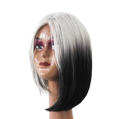 China Hot Selling Synthetic Wig Bob Style Wig With Bangs Fashion Silver Gray Women's Wig Synthetic Hair Extended Part Wig For Black Women for sale