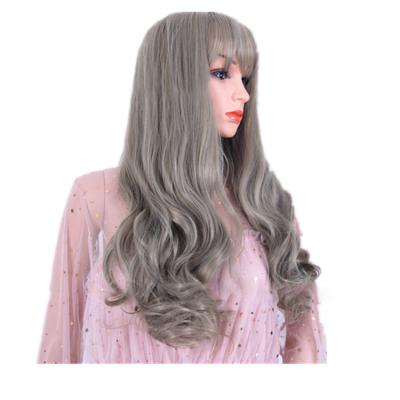 China Women Big Wave Elastic Fringe Long Hair Chemical Fiber Wig Stain Lace Curly Hair Chemical Fiber Wig Set Synthetic Wig Wholesale Hair for sale