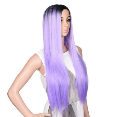 China Hot Sale Elastic Cheap Nature Wigs Fashion Lace Machine Hair Synthetic Wigs Color Long Straight Hair Cosplay Wig for sale