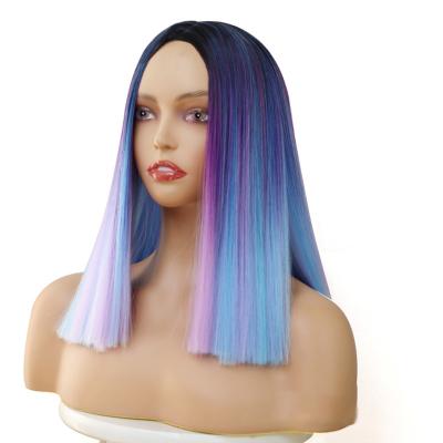 China Wholesale Cheap Seller Glueless Straight Synthetic Hair Elastic Lace Hair Synthetic Wigs 16 Inches For Black Women for sale