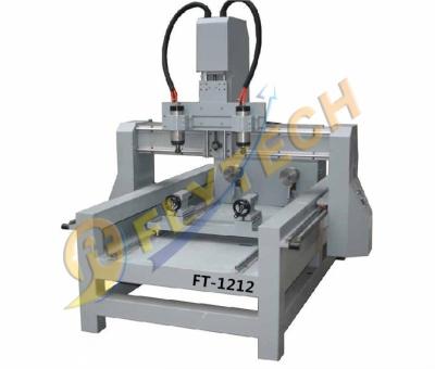 China New 4 Axis woodworking CNC Router machine with double rotary axis double head for sale